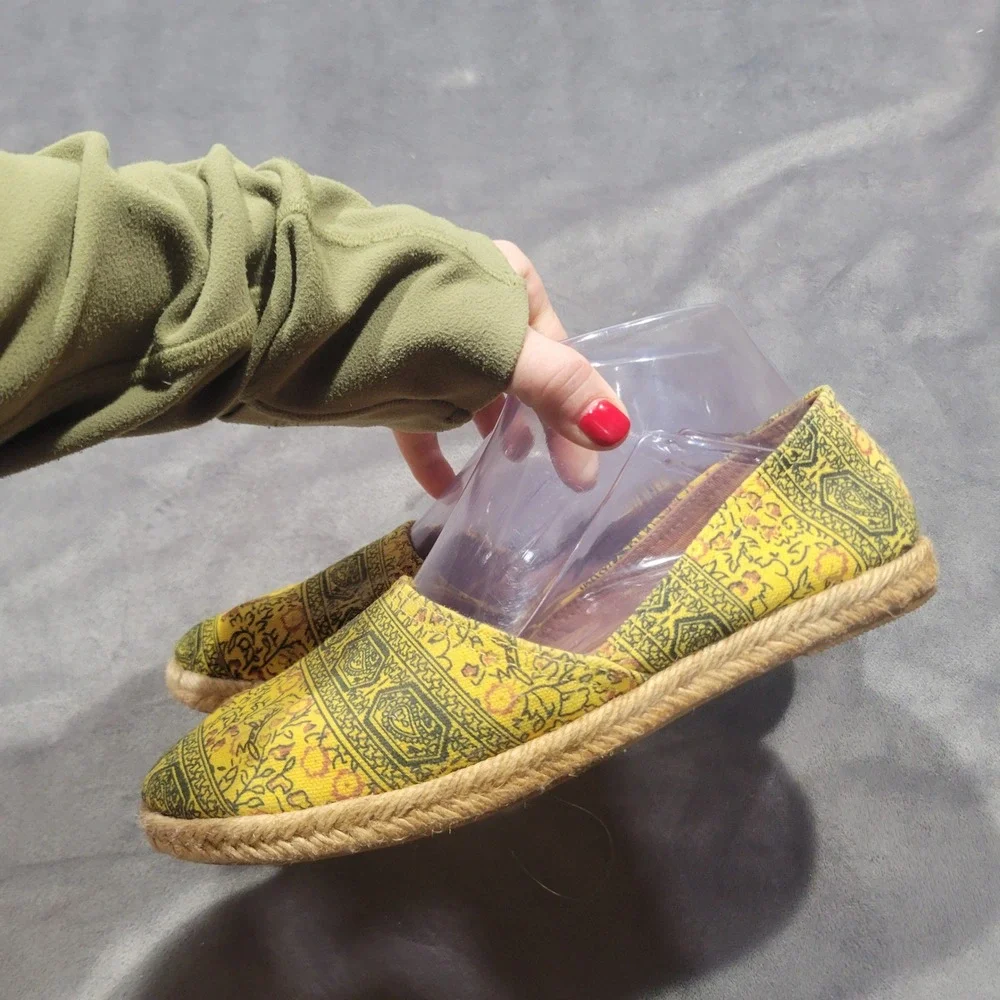 Zodiac Womens Yellow Paisley Floral Canvas Espadrille‎ Flats Shoes Size 7.5